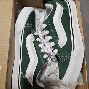 Vans Knu Skool Dark Green and White Sneakers NWT, BOXED